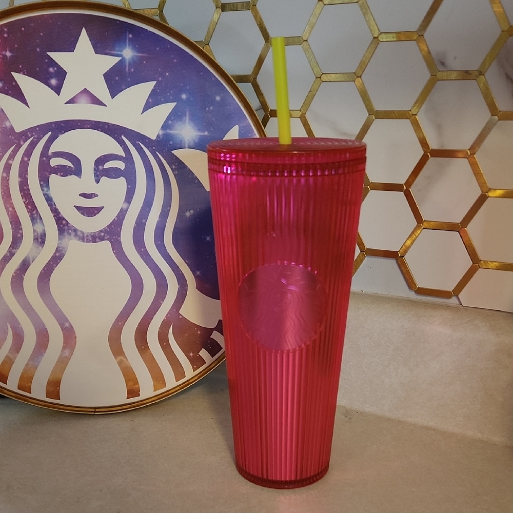 Starbucks Radiant Pink Tumbler with Yellow Straw